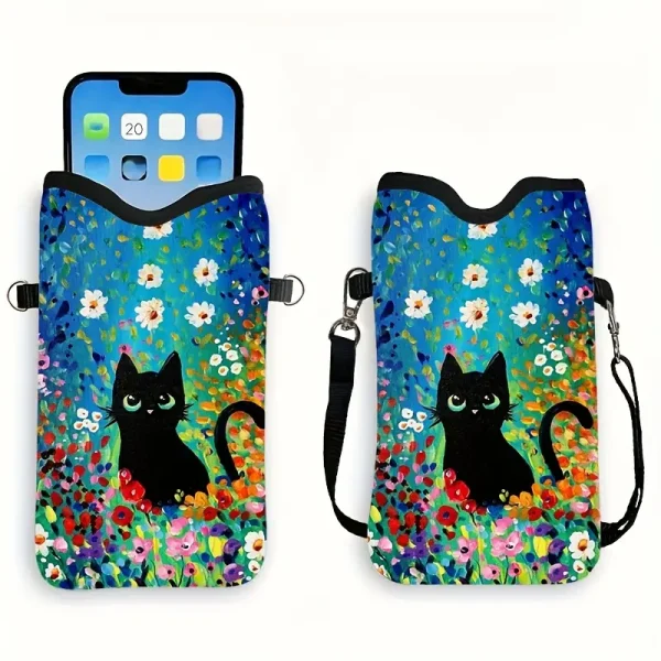 Crossbody Mobile Phone Bag - Floral Cat (CMP3)