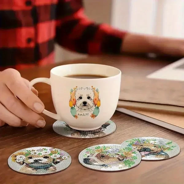 8pcs Puppy DIY Diamond Art Coaster Set (DDD1) - Image 4