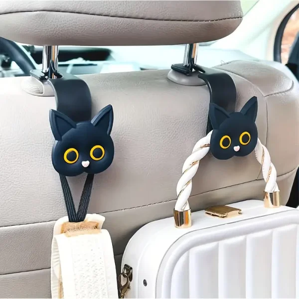 Cartoon Cat Car Seat Headrest Hook Hangers (Set of 2)