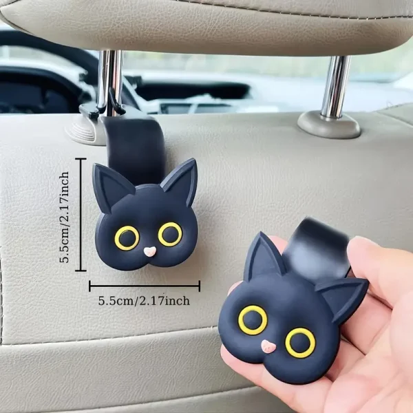 Cartoon Cat Car Seat Headrest Hook Hangers (Set of 2) - Image 3