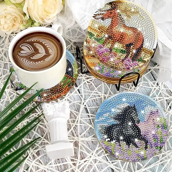 8pcs Horse DIY Diamond Art Coaster Set (HDD1) - Image 3