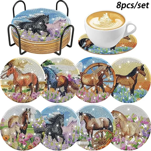 8pcs Horse DIY Diamond Art Coaster Set (HDD1)