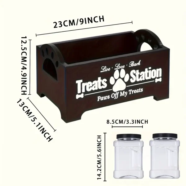 Wooden Pet Treat Holder (T1) 2 Containers - Image 2