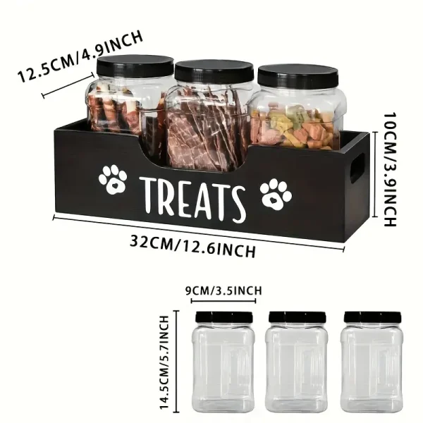 Wooden Pet Treat Holder (T3) 3 Containers - Image 2